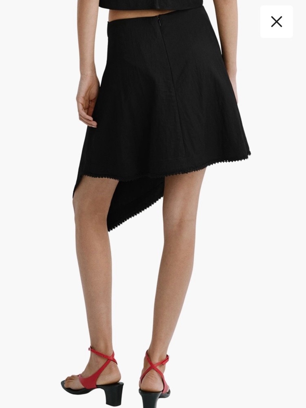 Mango Black Asymmetrical Hem Skirt - Picture 2 of 5